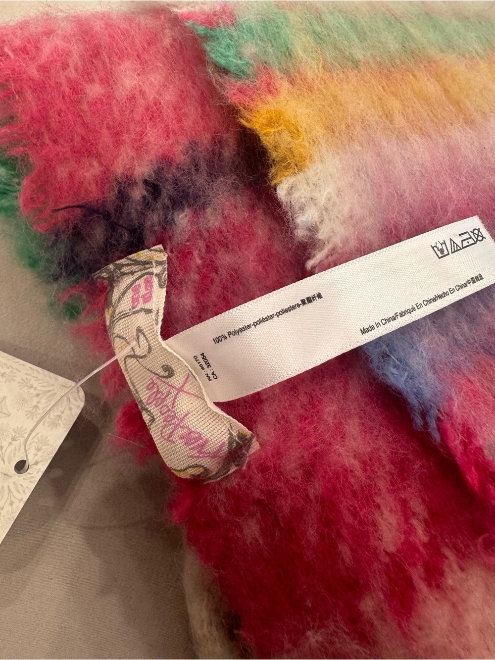 Free People Multicolor Striped Fringe Scarf — Pink, Green & Cream - Picture 4 of 10